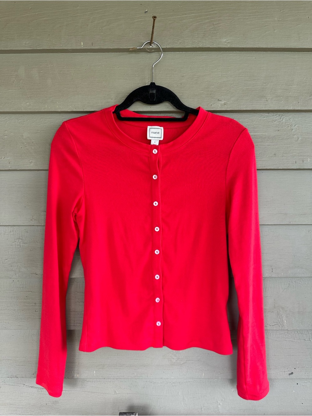 Maeve Bright Red Long Sleeve Button-Up Cardigan